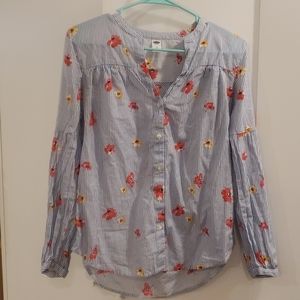OLD NAVY FLORAL & STRIPED BLOUSE SIZE SMALL